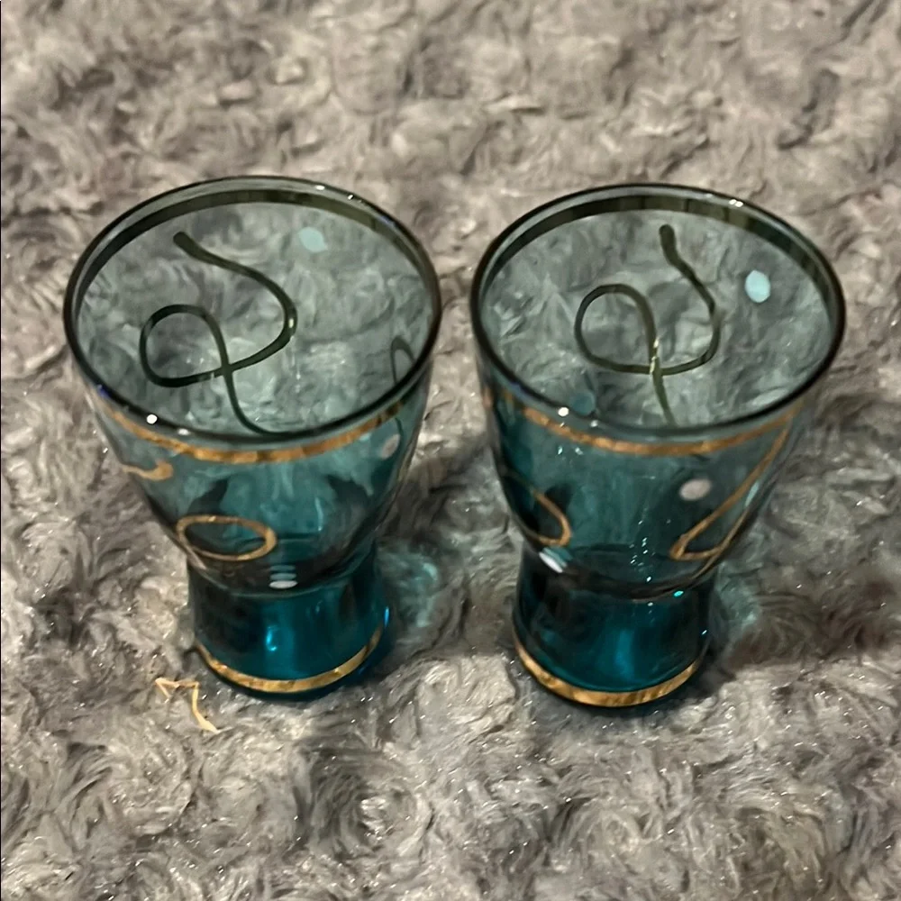 Elegant Blue and Gold Shot Glasses DL13